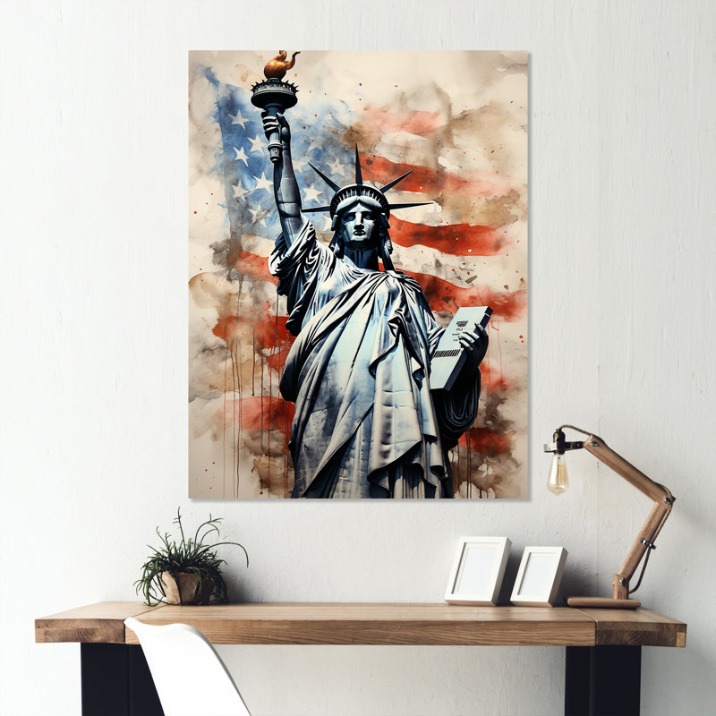 Statue rétro de la liberté - drapeau États-Unis, art mural en métal, H 20 po x l 12 po x P 1 po