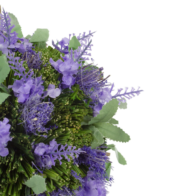 Balle de feuillage suspendue d'inspiration florale mauve et verte de 7 po