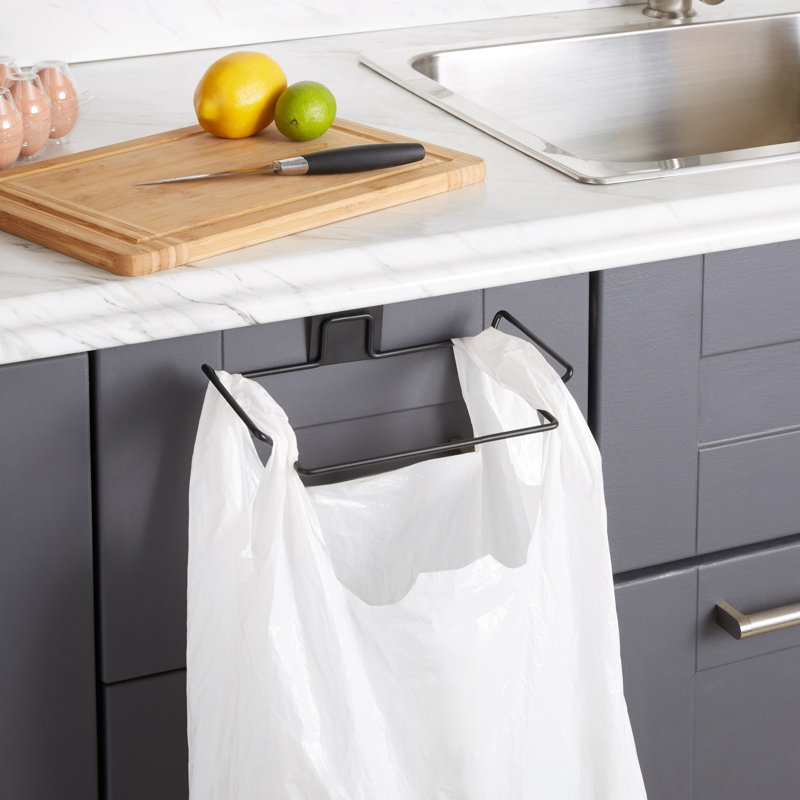 Porte-sac de cuisine en plastique noir mat