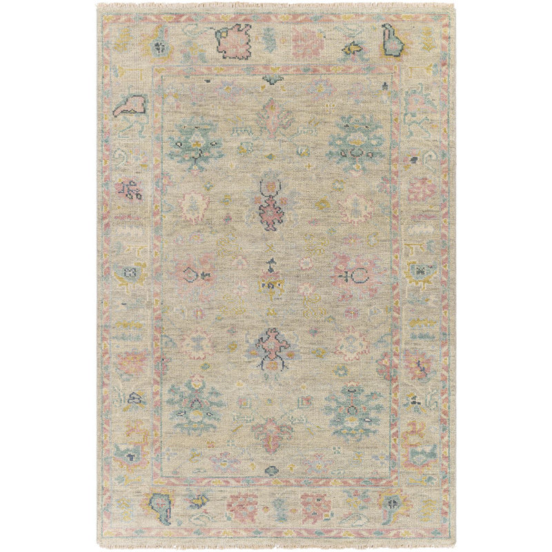 Biscayne Hand Knotted Wool Ikat Area Rug in Pink