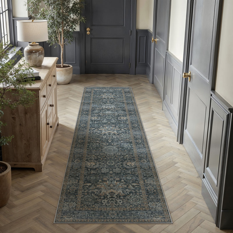 Tapis beige / brun / bleu Aurelia, Blue, Rectangle 2 pi x 8 pi