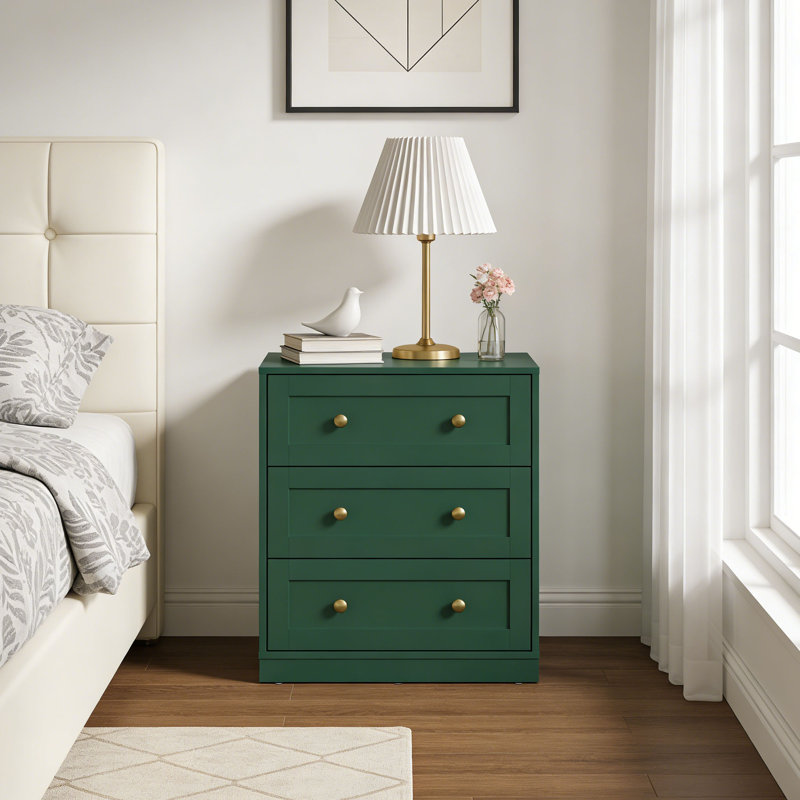 Yokota Wood 3 Drawer Dresser, Green
