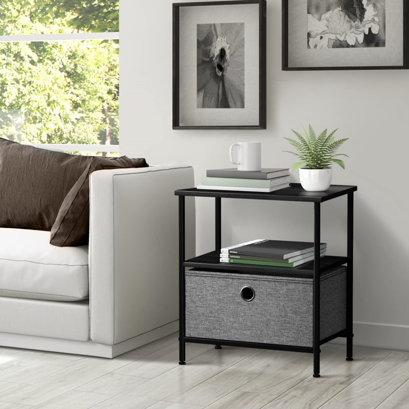 Jakaiden End Table with Storage, Black/Charcoal