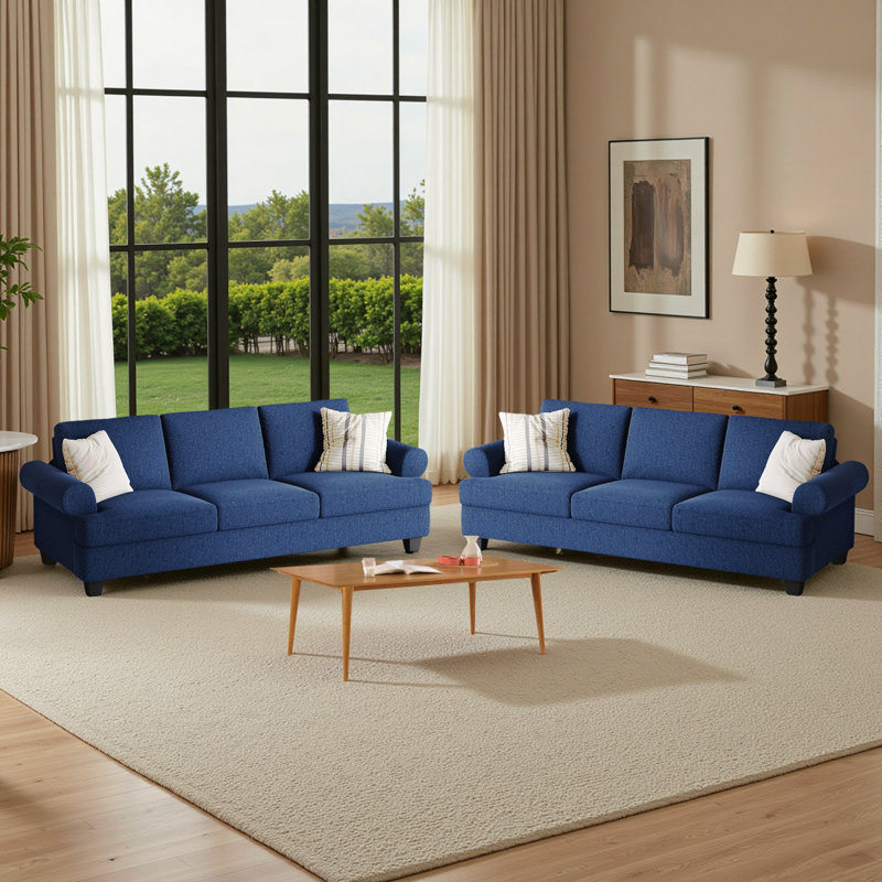 Canapé 91 po avec sièges très profonds 91 po Lawson, canapé Mid-Century moderne (ensemble de 2), Bleu