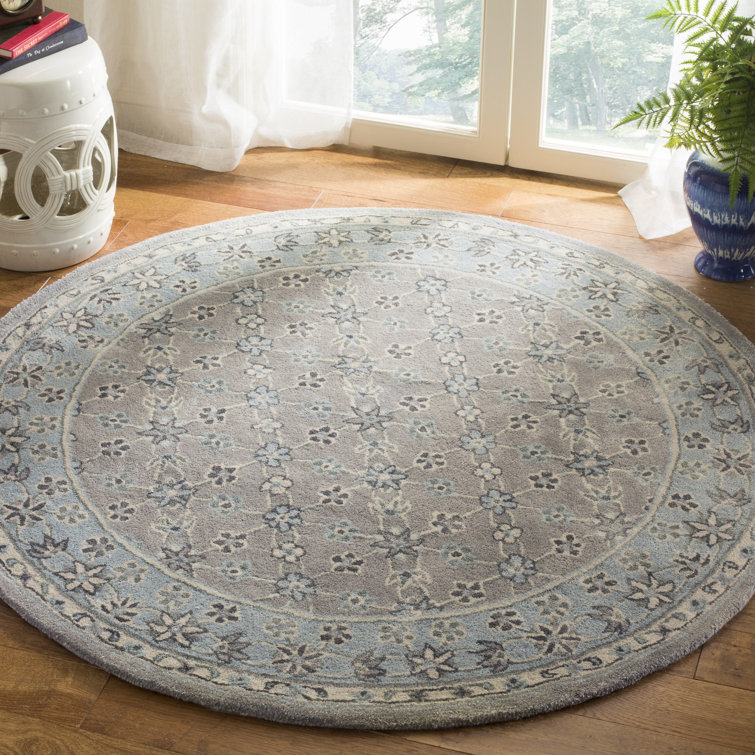 Blassingame Hand Tufted Wool/Viscose/Cotton Oriental Rug in Gray/Blue