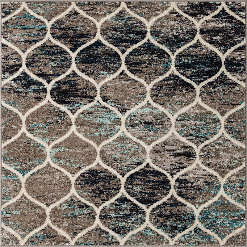 Geometric Indoor Rug, Square 5'