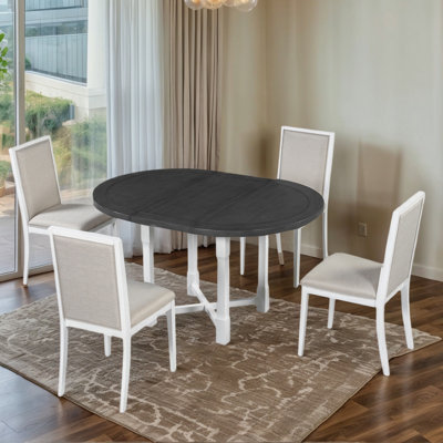 Ensemble de table de salle à manger extensible Farmhouse pour 4 à 6 personnes avec chaises rembourrées