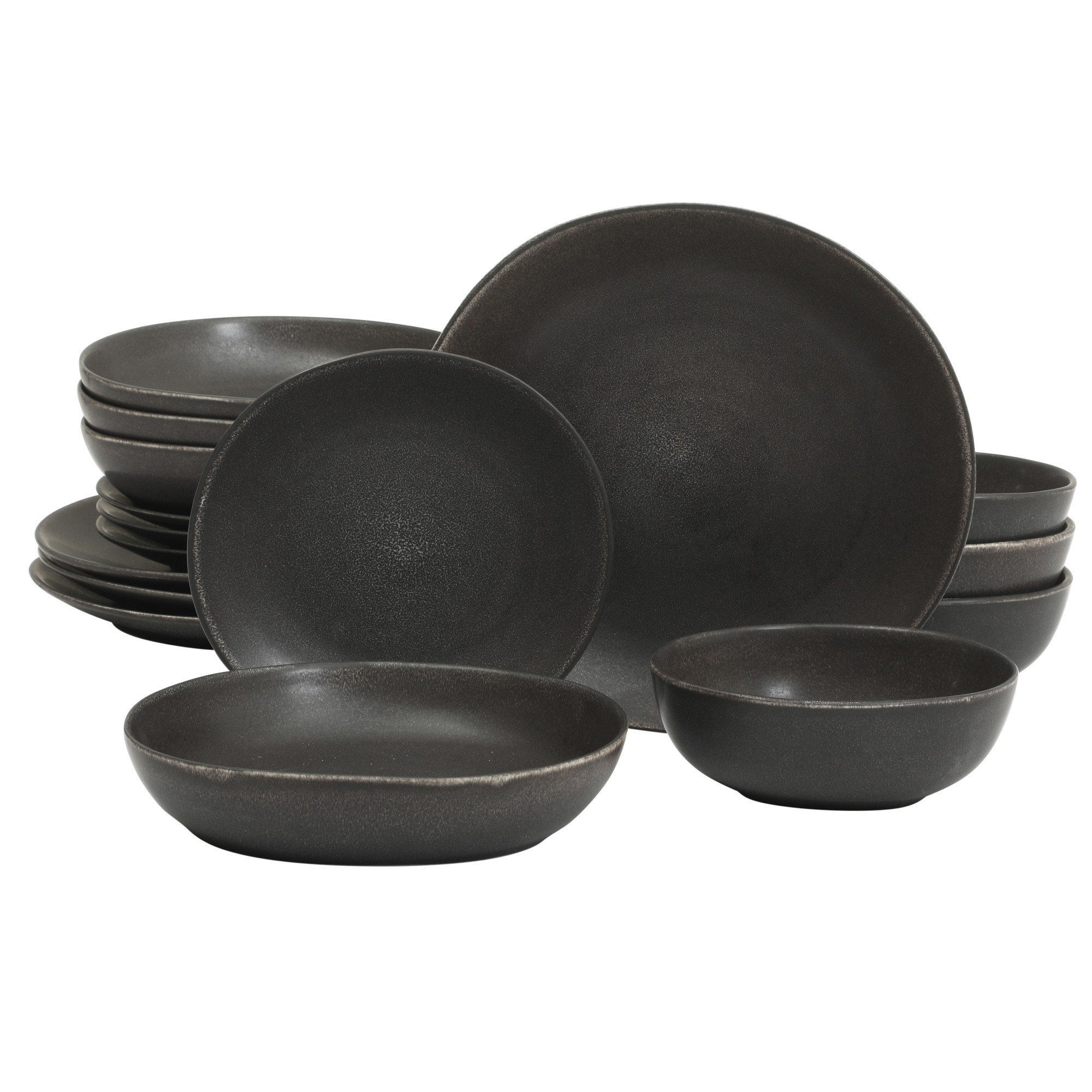 Gibson Elite Zion Mist 16 Piece Stoneware Reactive Glaze (Service for 4) Ceramic Plates and Bowls Modern Organic Dinnerware Set & Reviews | AllModern