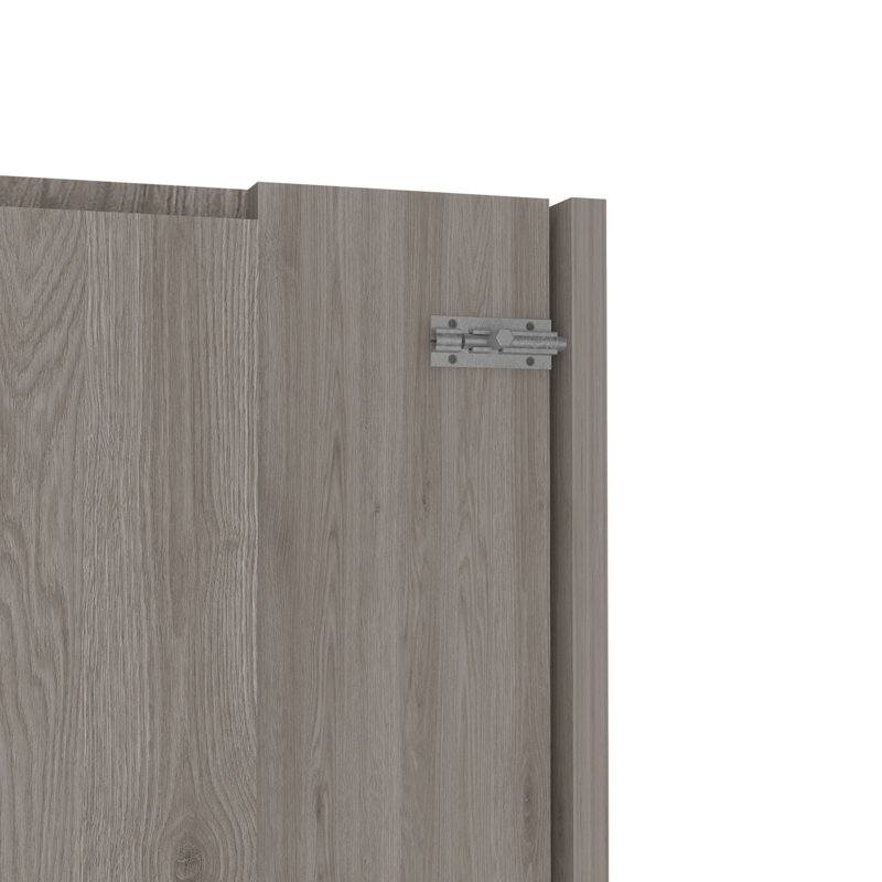 Wall Foldable Table With Multiple Shelves, Light Gray