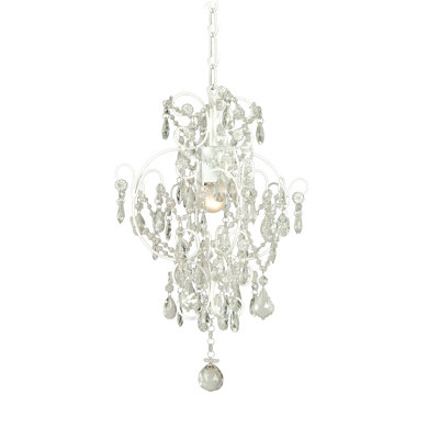Transitional 1-Light Iron Frame With Crystal Chandelier