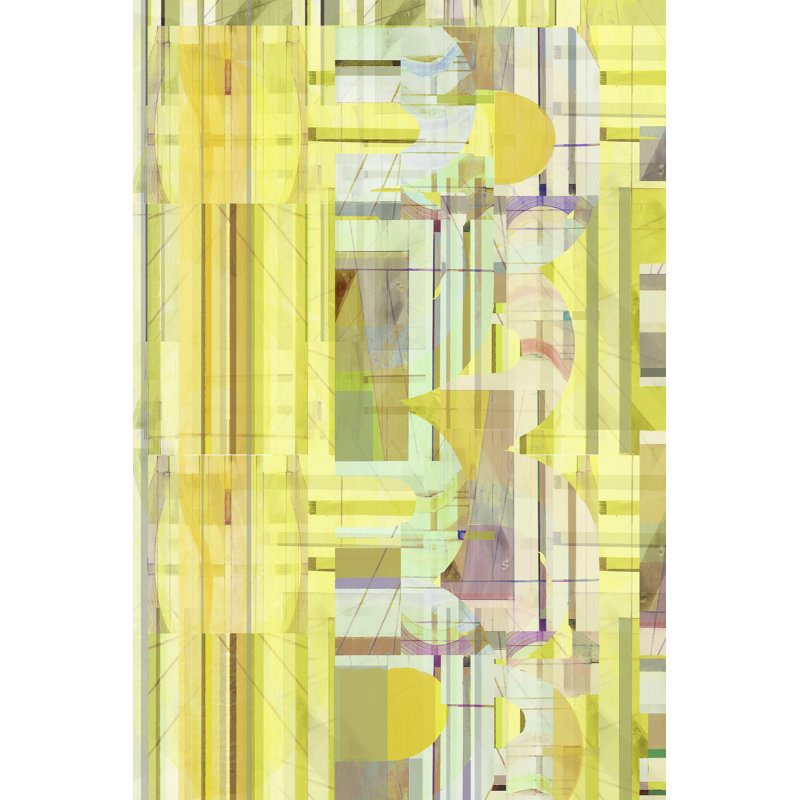 Yellow Curves IV by Cartissi - Painting, 46 cm H x 30 cm W, Black Floater Framed
