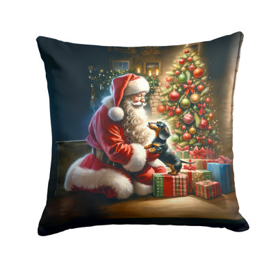 Coussin décoratif teckel et père Noël