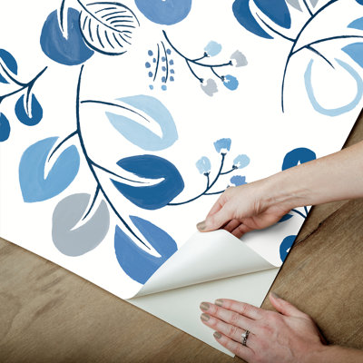 Roux Blue Peel and Stick Wallpaper
