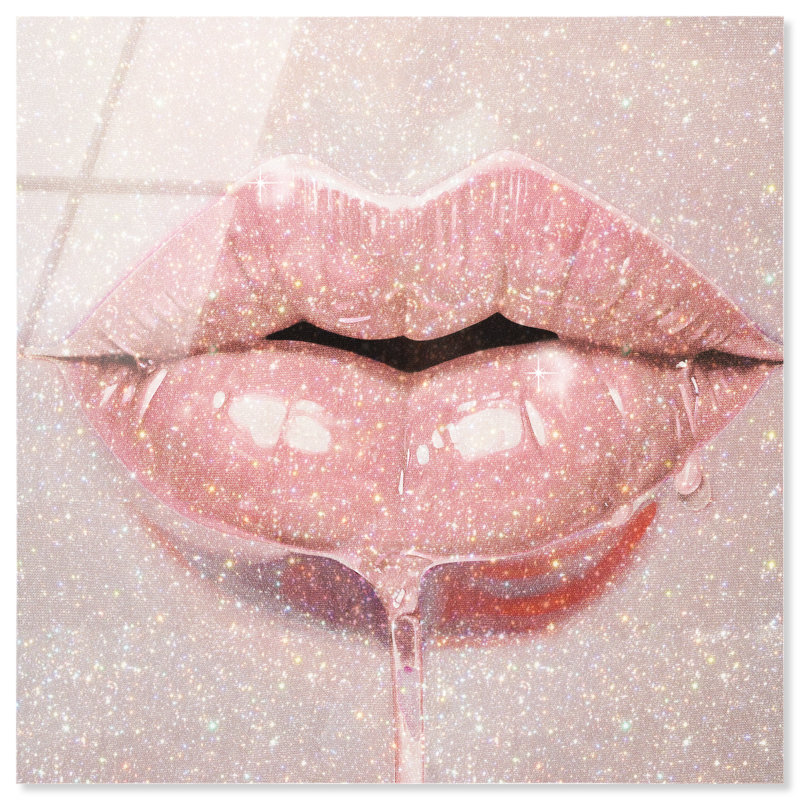 Lux Kiss Pink Canvas Fashion Print by Oliver Gal, 12"H x 12"W, High-Gloss Acrylic Print