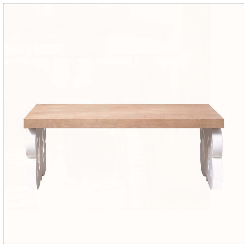 Table basse 47 po, Naturel + blanc