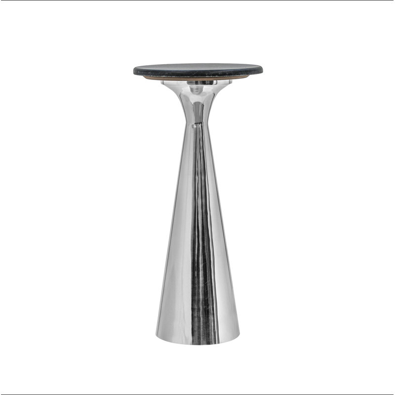 Table d'appoint argentée avec plateau en marbre noir et table d'appoint moderne avec base en métal pour le salon