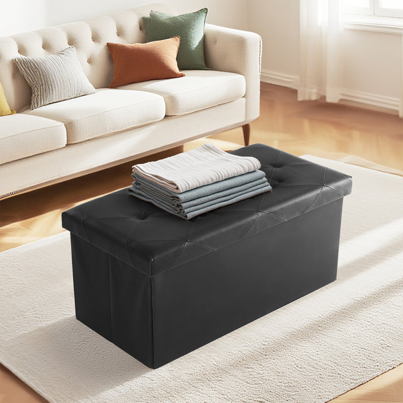 Banc de rangement pliable, Noir, Noir