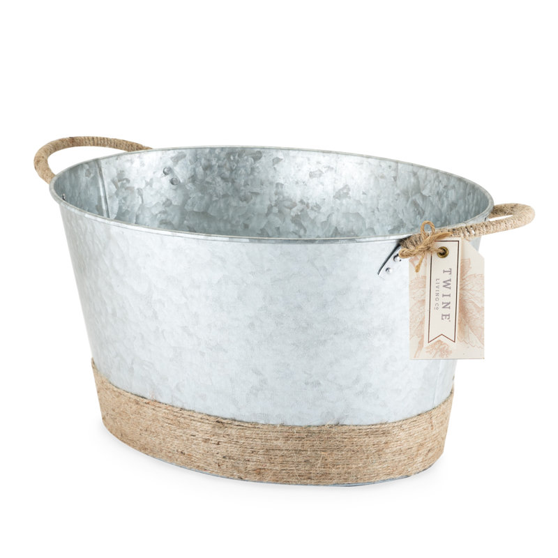 Seaside Jute Rope Wrapped Galvanized Tub