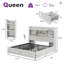 Structure de lit grand avec 4 tiroirs de rangement Sherell, blanc-100845094-100845095