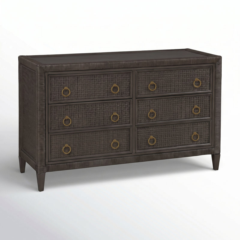 Commode 6 tiroirs Monterey, Truffe, Non, Laiton