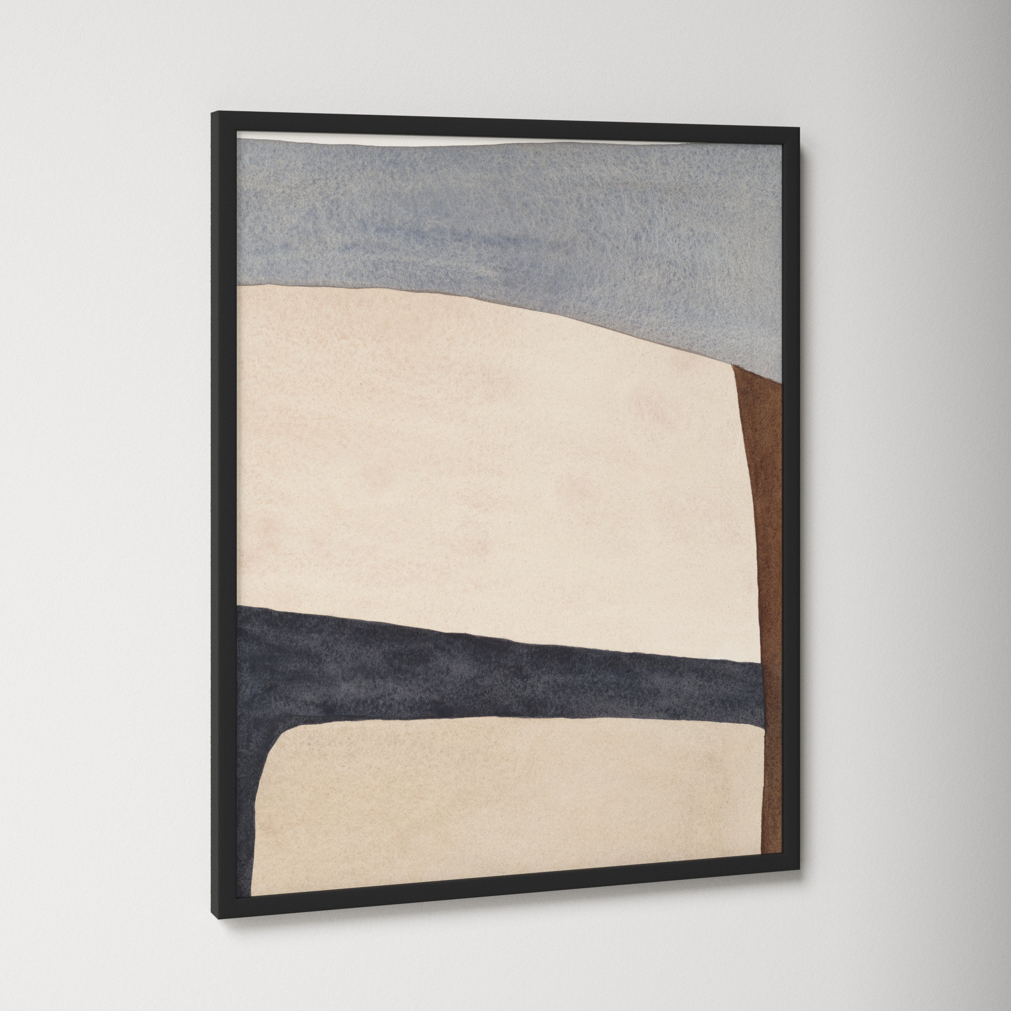 Divided By Blue 1 by Julia Balfour, White Framed, Black, 20" H x 16" W x 1.25" D