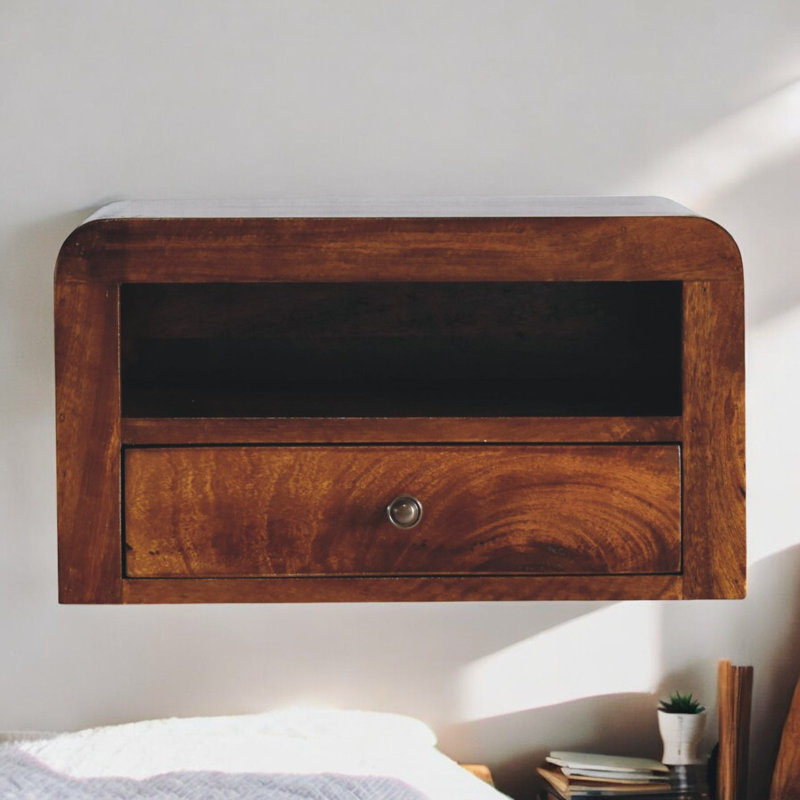 Millings 45cm W Solid Wood Bedside Table, Chesnut