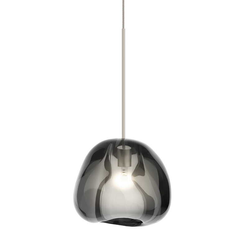 Polished Nickel 5-Light Crystal Cluster Pendant