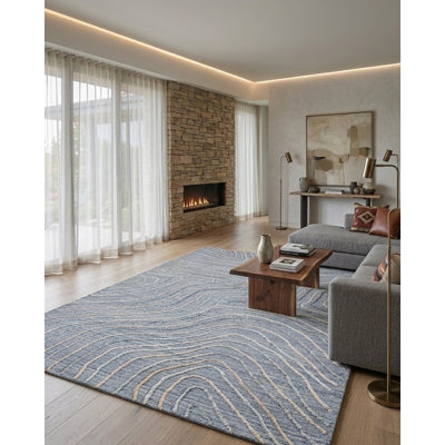 Hand Woven Overtufted Kilim Abstract Polypropylene Light Blue Rectangle Indoor Area Rug