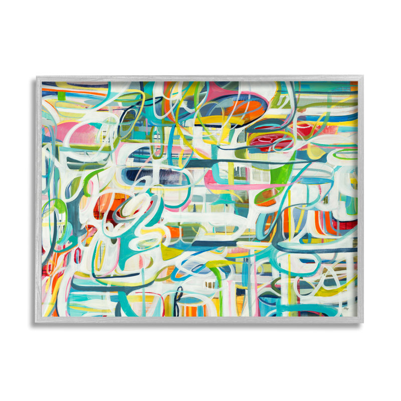 Mouvement courbe bleu et vert Chaos, H 16 po x l 20 po, Estampe numérique Farmhouse