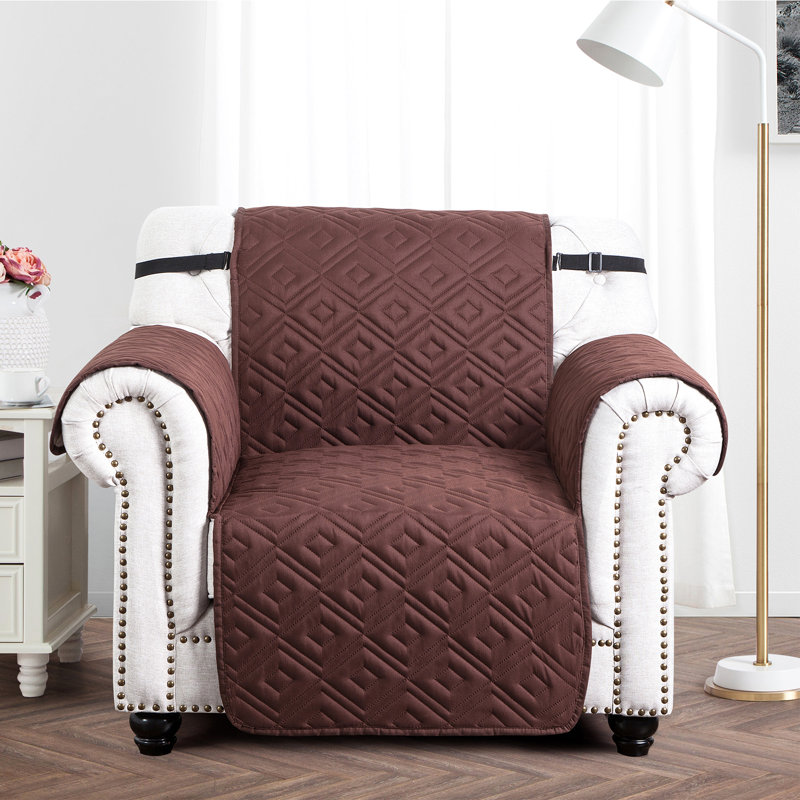 Sofa Slipcover–Dual-Color Furniture Protector Jacquard Pattern reversible color, 1 Seater -179cmH x 165cmW , Brown/Beige