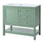  36'' Bathroom Vanity with Undermount Sink, Freestanding Vanity Set with 2 Drawers and Soft Closing Doors, Solid Wood Storage Cabinet with Feet, Green