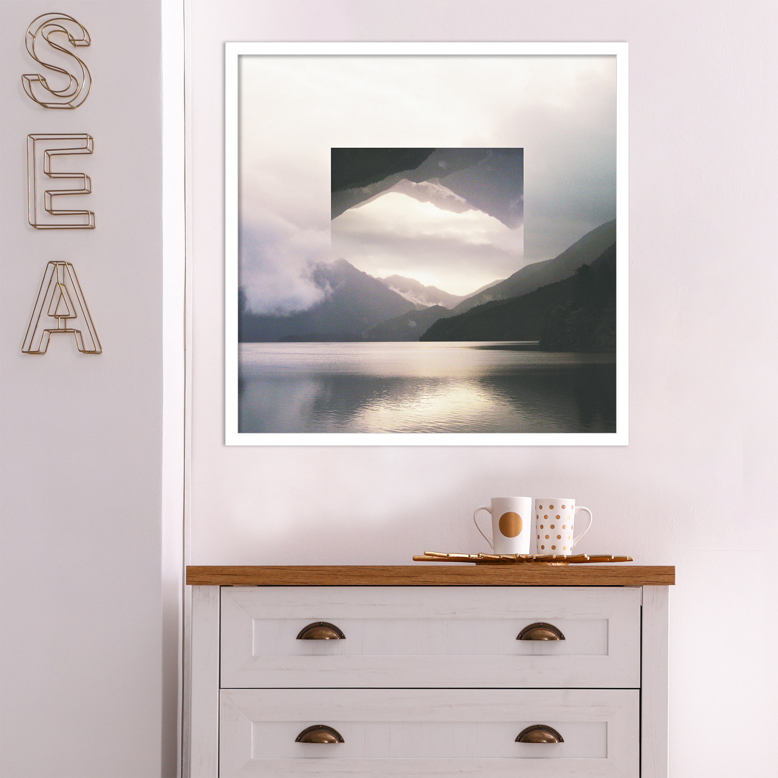 Reflected Landscape II Photo Print, White, 25" H x 25" W x 1" D