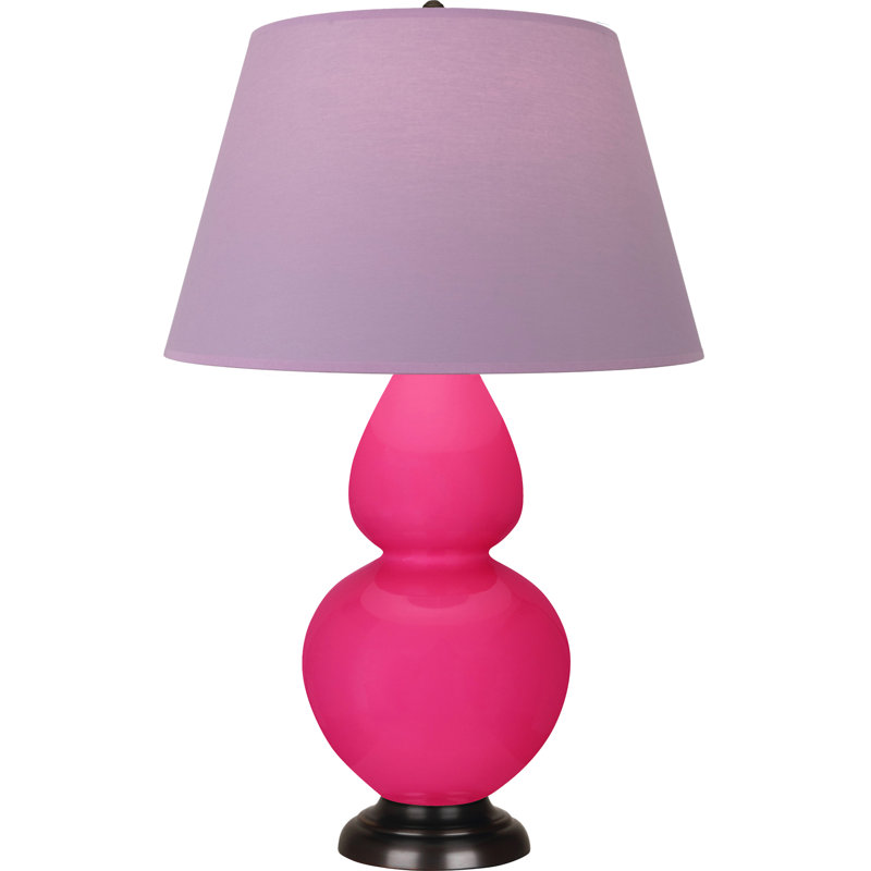 Lampe de table double gourde en céramique, Lavande / prune, Rose Razzle glacé / bronze, Bronze