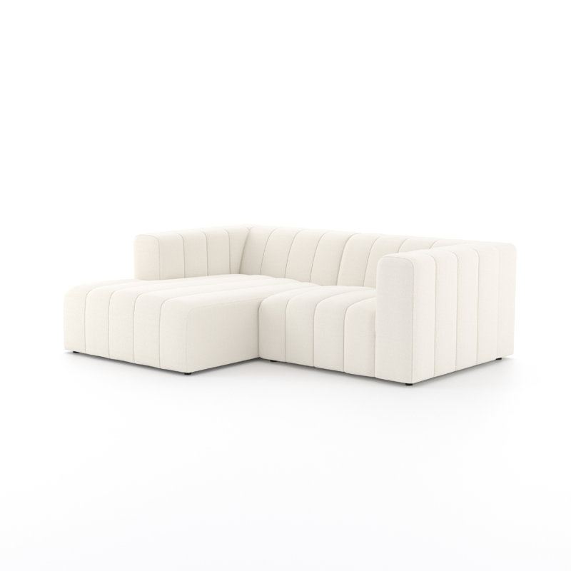Canapé et méridienne de 88 po de largeur Bowry, Orienté à gauche (vu de face), Mélange de polyester Fayette Cloud