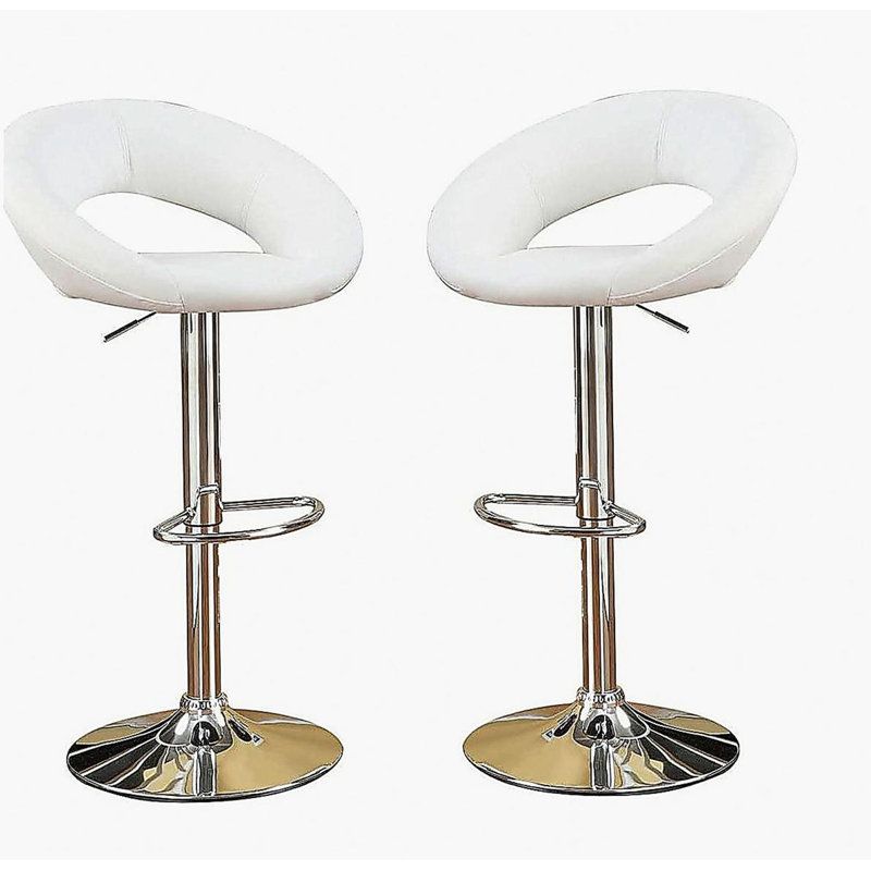 Ensemble de chaises hautes et basses en similicuir blanc avec 2 chaises réglables et base en chrome
