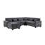 Canapé modulaire en chenille l 115 po gris Trey avec dossier réglable, ports de chargement, poches, capitonnage, repose-pieds avec rangement, coussins décoratifs