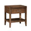 Table de chevet de style transitionnel avec glissières à roulement et tablette de couleur brune ouverte inférieure