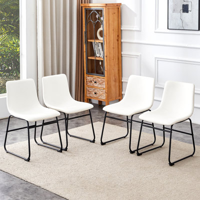 Ensemble de 4 chaises classiques en cuir de polyuréthane, un siège élégant adapté aux environnements de style minimaliste moderne et industriel, avec des dimensions de produit de 17,7 x 20,8 x 37 pouces.