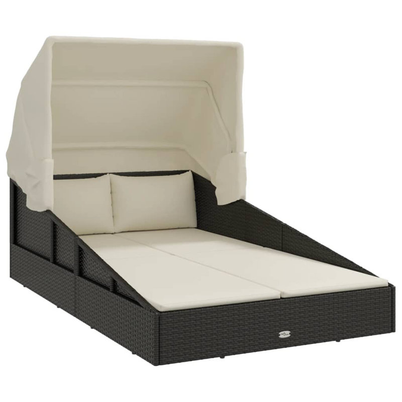 78.7'' Wide Patio Daybed with Cushions, Cream , Black