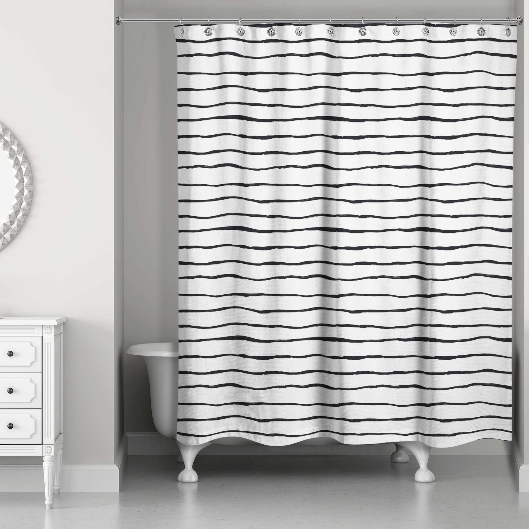 Latitude Run® Striped Shower Curtain | Wayfair