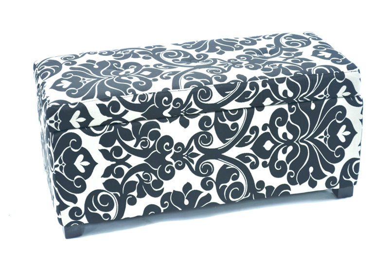 Donahue Upholstered Ottoman, White Floral