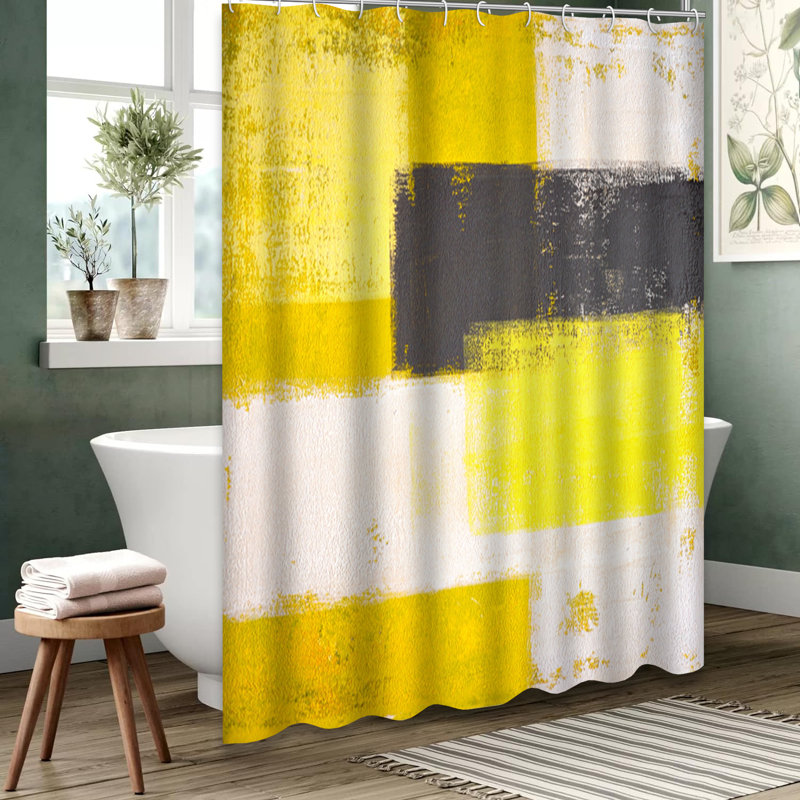Rideau de douche jaune avec 12 crochets, L 72 po x l 72 po