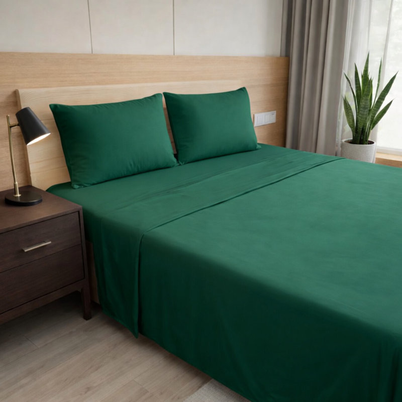 Ultra Soft Bamboo Sheet Set - 4 Pc Set - Wrinkle Resistant - Cooling Sheets with Deep Pockets, Emerald