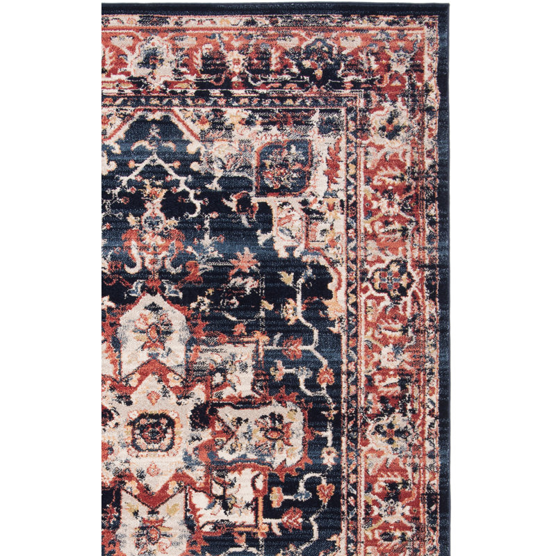 Tapis bleu marine / rouge Sechovicz, Carré 4 pi