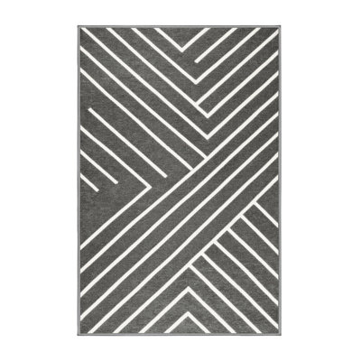  Tapis gris lavable rayé gris