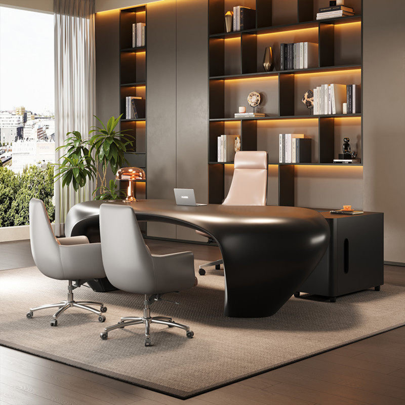 Bureau de direction minimaliste moderne avec cabinet d'appoint 102,36 ", H 29,53 po x l 102,36 po x P 35,43 po