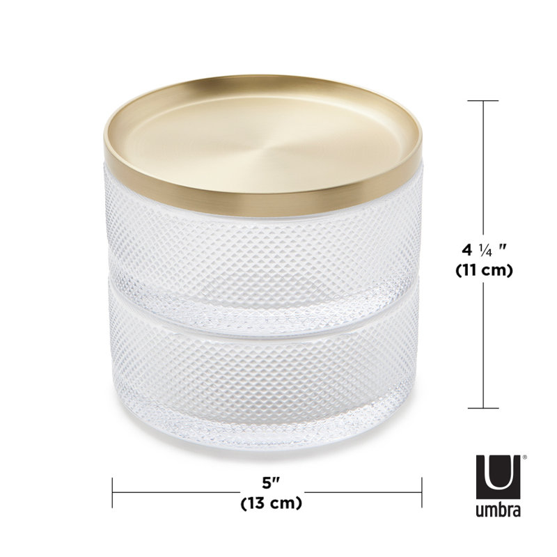 Tesora Brass and Glass Two-Tier Jewelry Box
