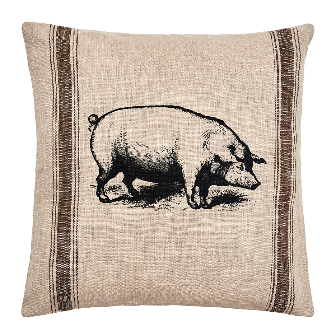 Pig Feed Sack Throw Pillow C&F Home