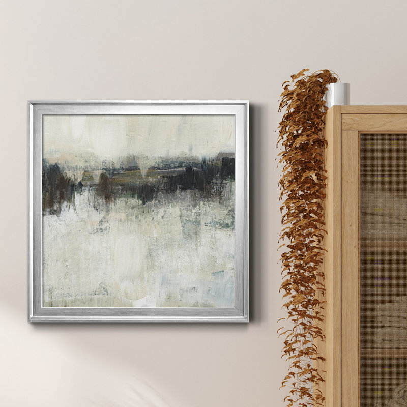 «Neutral Horizon Line I», reproduction encadrée de qualité supérieure - prête à être accrochée, Toile avec cadre argenté