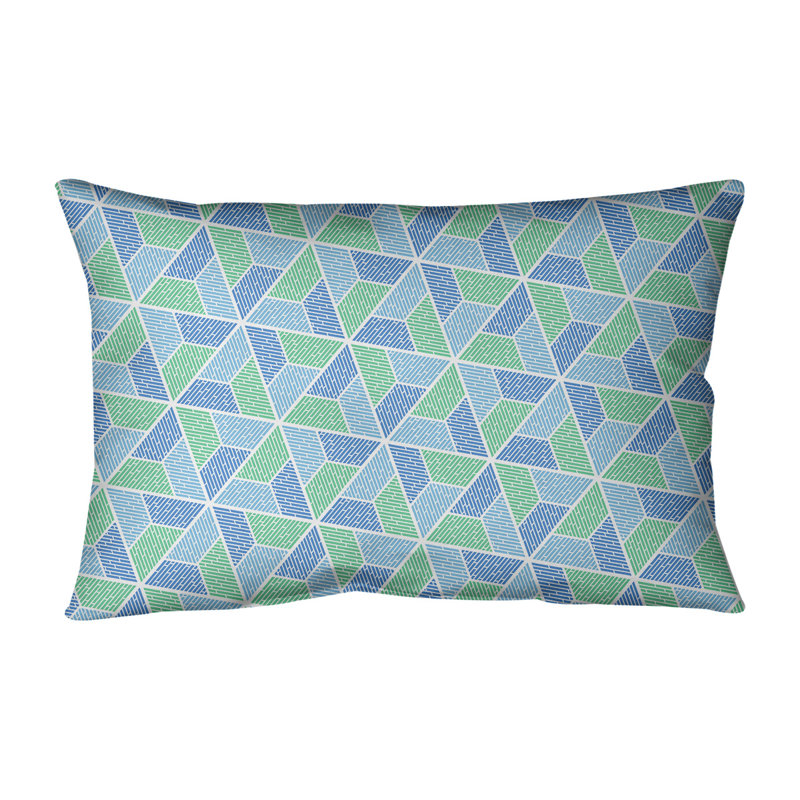 Coussin lombaire géométrique intérieur / extérieur Katelyn Elizabeth Trapezoids, Bleu / orange